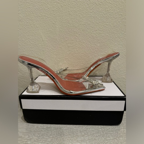 Clear PVC Crystal Pointed Heel, Brooch, Size 37 (7/7.5), Great Condition - Picture 4 of 8